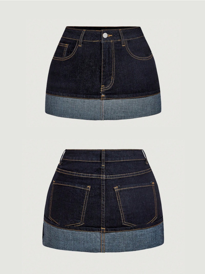 Streetwear Brand Pants - 2026 New Two Tone Denim Mini